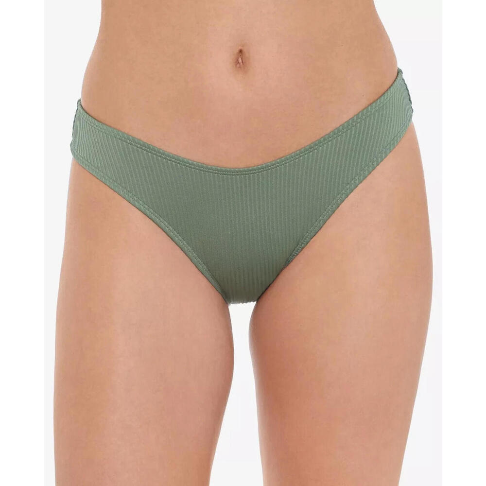 Salt + Cove OLIVE GREEN Juniors' Ribbed Hipster Bikini Swim Bottom, Size Medium